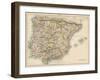 Map of Spain and Portugal, 1870s-null-Framed Giclee Print