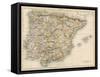 Map of Spain and Portugal, 1870s-null-Framed Stretched Canvas