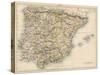 Map of Spain and Portugal, 1870s-null-Stretched Canvas