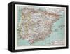 Map of Spain and Portugal 1899-null-Framed Stretched Canvas