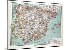 Map of Spain and Portugal 1899-null-Mounted Giclee Print