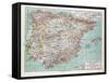 Map of Spain and Portugal 1899-null-Framed Stretched Canvas