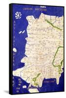 Map of Spain and Portugal, from "Geographia"-Ptolemy-Framed Stretched Canvas