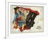 Map Of Spain and Portugal Represented As a Matador and Bull-Lilian Lancaster-Framed Giclee Print