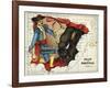 Map Of Spain and Portugal Represented As a Matador and Bull-Lilian Lancaster-Framed Giclee Print