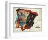 Map Of Spain and Portugal Represented As a Matador and Bull-Lilian Lancaster-Framed Giclee Print