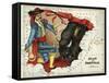 Map Of Spain and Portugal Represented As a Matador and Bull-Lilian Lancaster-Framed Stretched Canvas