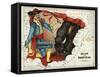 Map Of Spain and Portugal Represented As a Matador and Bull-Lilian Lancaster-Framed Stretched Canvas