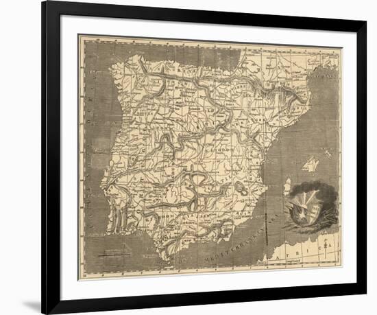 Map of Spain and Portugal-Allen Robert Branston-Framed Premium Giclee Print