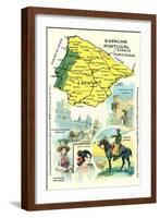 Map of Spain and Portugal-null-Framed Art Print