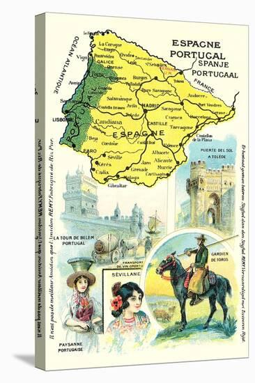 Map of Spain and Portugal-null-Stretched Canvas