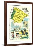 Map of Spain and Portugal-null-Framed Art Print