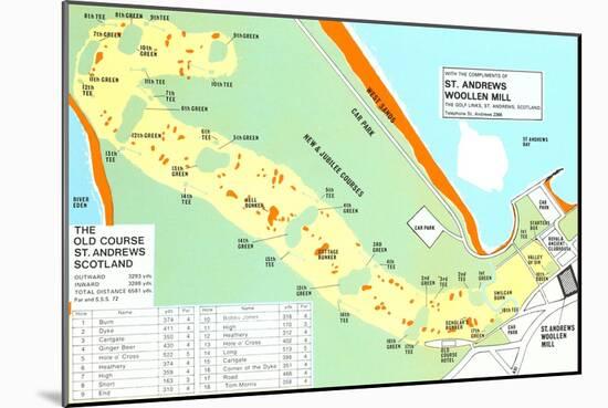 Map of St. Andrews Golf Course-null-Mounted Art Print