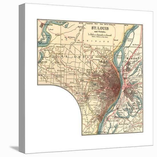 Map of St. Louis (C. 1900), Maps-Encyclopaedia Britannica-Stretched Canvas