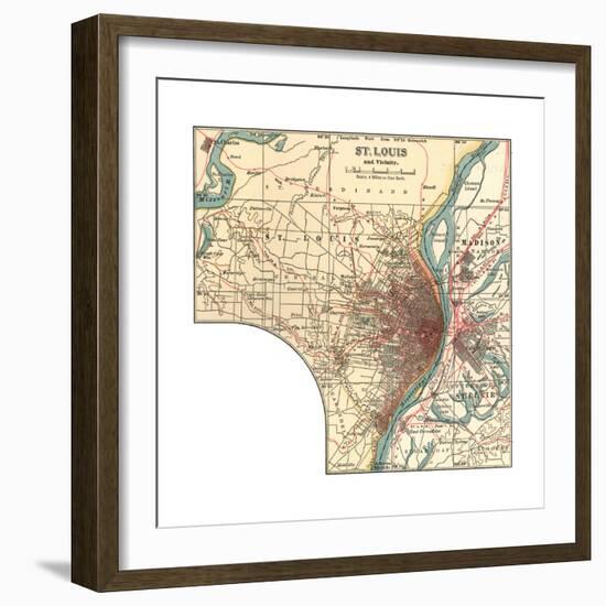 Map of St. Louis (C. 1900), Maps-Encyclopaedia Britannica-Framed Giclee Print