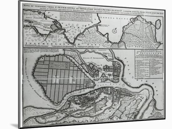 Map of St.Petersburg, c.1750-null-Mounted Giclee Print