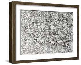 Map of Sumatra, Engraving-Andre Thevet-Framed Giclee Print