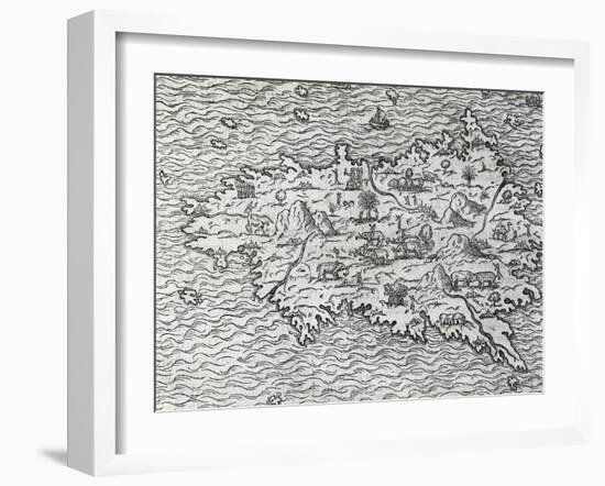 Map of Sumatra, Engraving-Andre Thevet-Framed Giclee Print