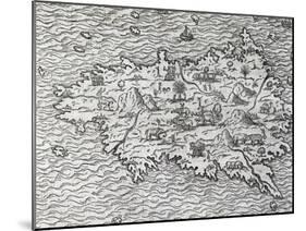 Map of Sumatra, Engraving-Andre Thevet-Mounted Giclee Print