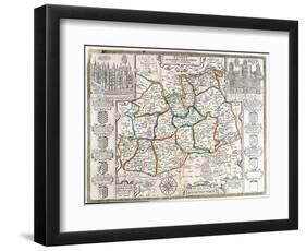 Map of Surrey, Described and Divided into Hundreds (Engraving)-English-Framed Premium Giclee Print