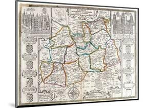 Map of Surrey, Described and Divided into Hundreds (Engraving)-English-Mounted Premium Giclee Print