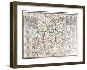 Map of Surrey, Described and Divided into Hundreds (Engraving)-English-Framed Giclee Print