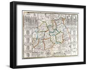Map of Surrey, Described and Divided into Hundreds (Engraving)-English-Framed Giclee Print