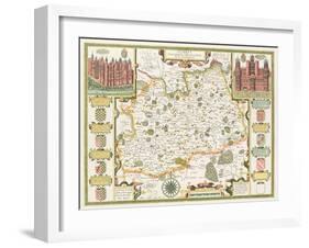 Map of Surrey, engraved by Jodocus Hondius-John Speed-Framed Giclee Print