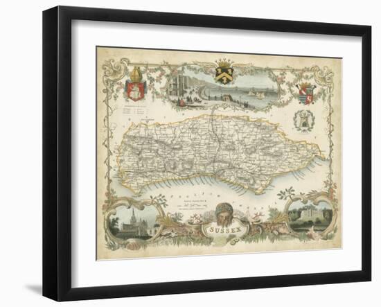 Map of Sussex-null-Framed Art Print