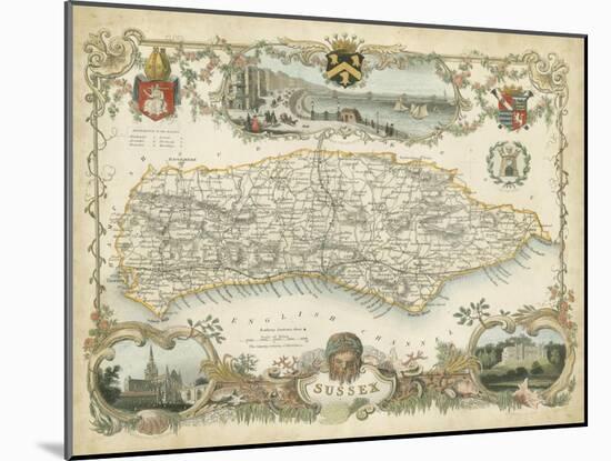 Map of Sussex-null-Mounted Art Print