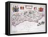 Map of Sussex-null-Framed Stretched Canvas