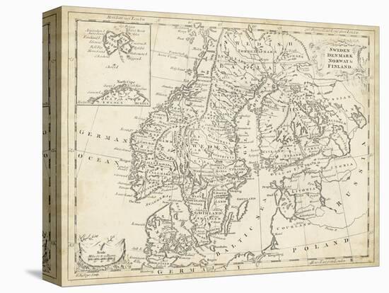 Map of Sweden and Denmark-T. Jeffreys-Stretched Canvas