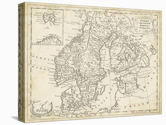 Map of Sweden and Denmark-T. Jeffreys-Stretched Canvas