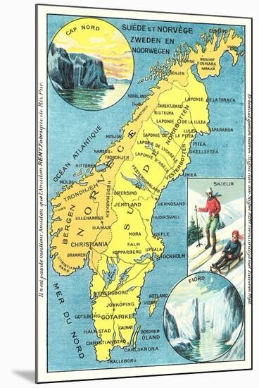 Map of Sweden and Norway-null-Mounted Art Print