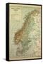 Map of Sweden Denmark and Norway-null-Framed Stretched Canvas