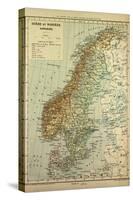 Map of Sweden Denmark and Norway-null-Stretched Canvas