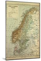 Map of Sweden Denmark and Norway-null-Mounted Giclee Print