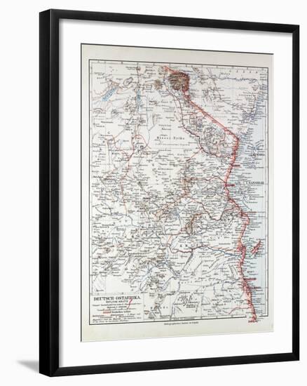 Map of Tanzania Kilimanjaro, 1899-null-Framed Premium Giclee Print