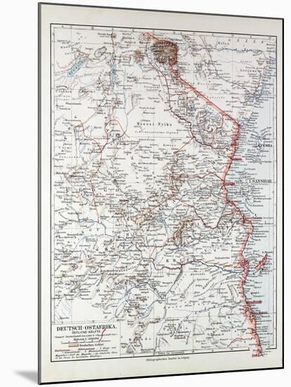 Map of Tanzania Kilimanjaro, 1899-null-Mounted Premium Giclee Print