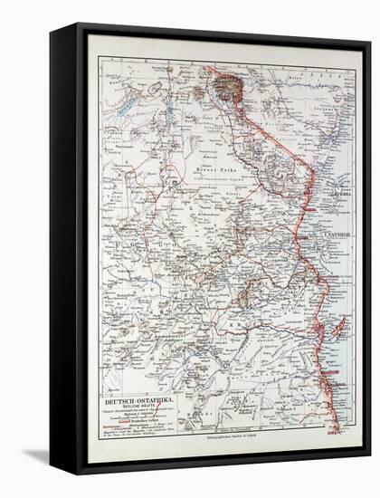 Map of Tanzania Kilimanjaro, 1899-null-Framed Stretched Canvas