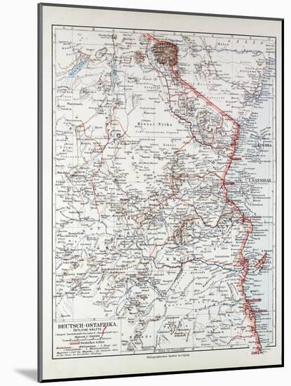 Map of Tanzania Kilimanjaro, 1899-null-Mounted Giclee Print