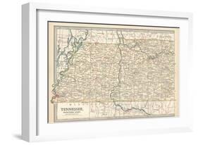 Map of Tennessee, Western Part. United States. Inset Map of Chattanooga-Encyclopaedia Britannica-Framed Art Print