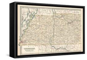 Map of Tennessee, Western Part. United States. Inset Map of Chattanooga-Encyclopaedia Britannica-Framed Stretched Canvas