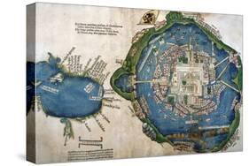 Map of Tenochtitlan and the Gulf of Mexico, from 'Praeclara Ferdinadi Cortesii De Nova Maris…-null-Stretched Canvas