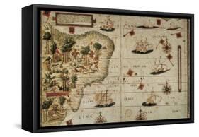 Map of Terra Brasilis-Jorge Reinel-Framed Stretched Canvas