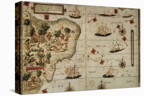 Map of Terra Brasilis-Jorge Reinel-Stretched Canvas