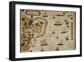 Map of Terra Brasilis-Jorge Reinel-Framed Art Print