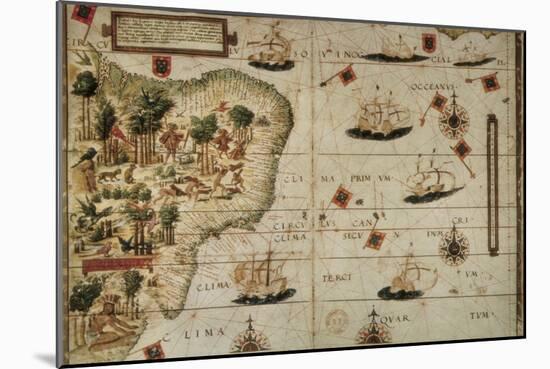 Map of Terra Brasilis-Jorge Reinel-Mounted Art Print