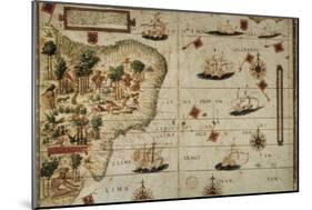 Map of Terra Brasilis-Jorge Reinel-Mounted Art Print