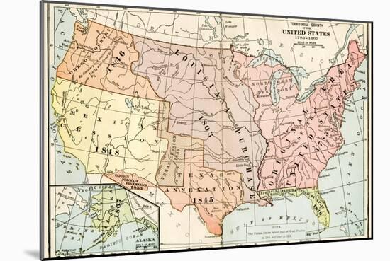 Map of Territorial Growth of the United States from 1783-1867-null-Mounted Giclee Print